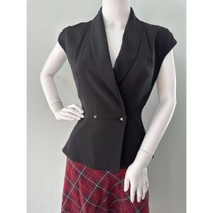 NWT BCBGeneration Black Double Breasted V Neck Peplum Top Blouse size 4